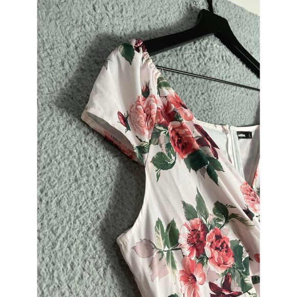 Hekka White Red Floral Wrap Maxi Dress Size L Flowy Romantic Cottagecore - Picture 7 of 10